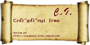 Czégényi Irma névjegykártya